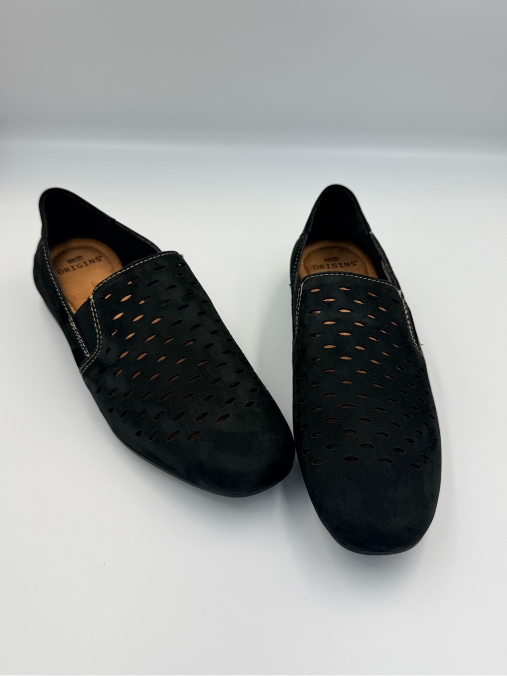 Earth Origins Black Perforated Slip-On Loafers